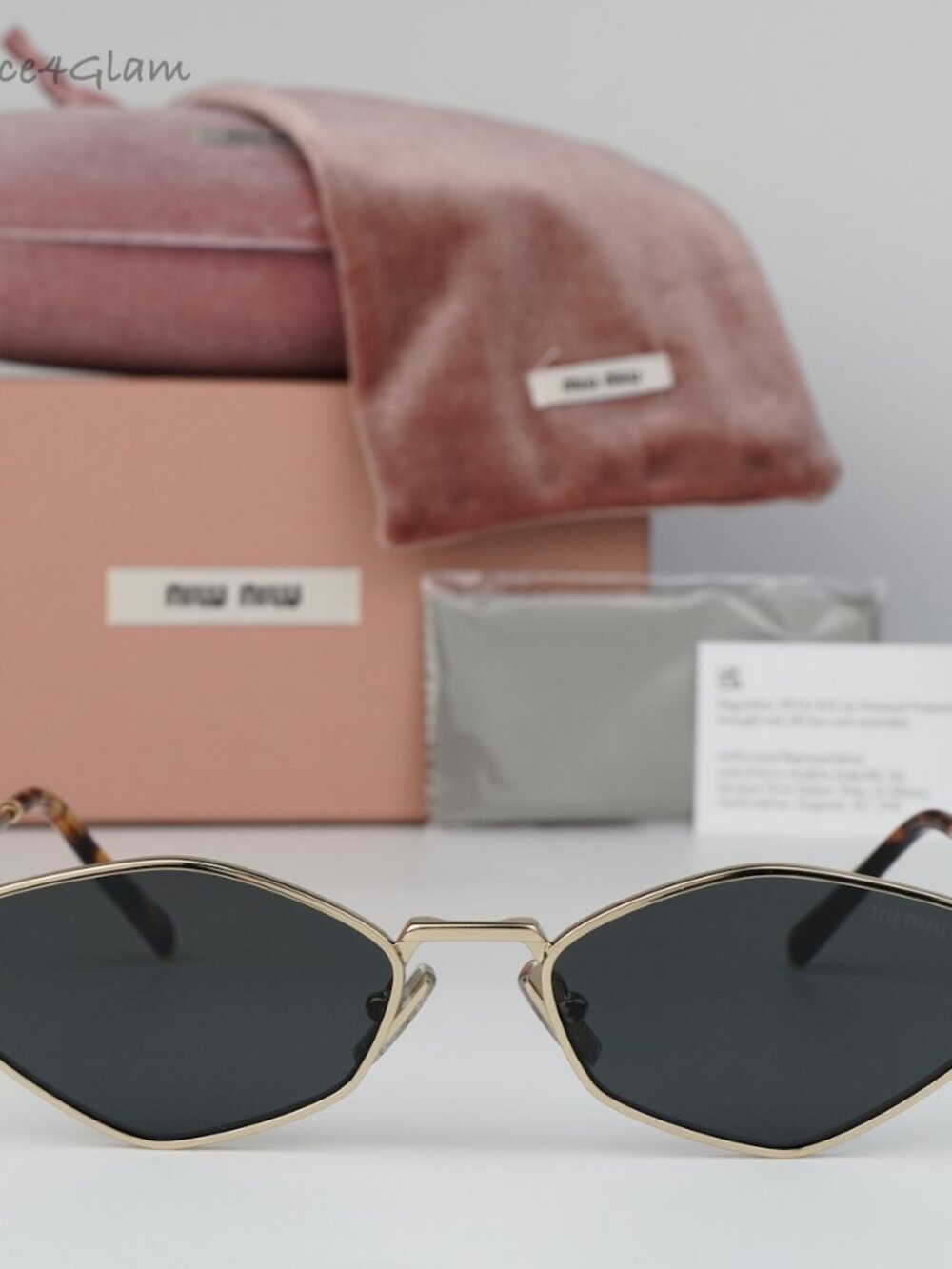 Miu Miu Men Sunglasses Gold Grey Geometric MU56ZS REGARD ZVN5S0 NEW AUTHENTIC